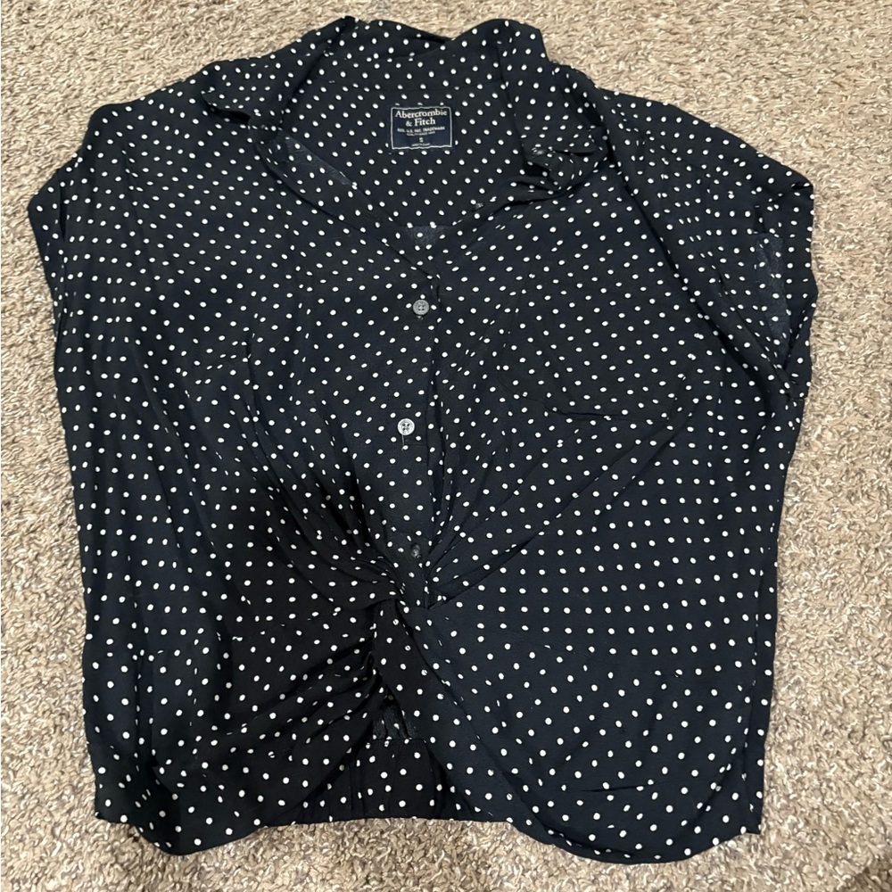 Abercrombie & Fitch Black and White Polka Dot Shirt